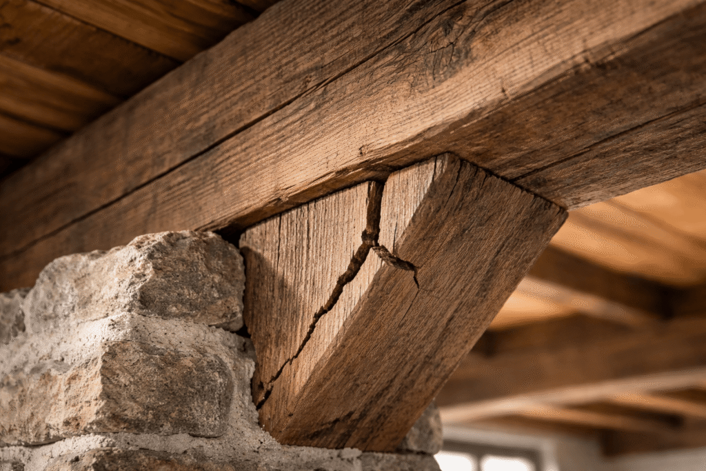 Poutre fissurée : danger lorsqu'il s'agit de son point d'appui